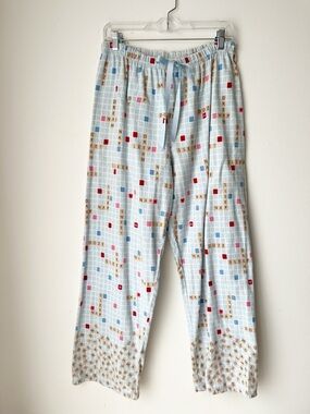 Character 100% Cotton Flannel Pajama Pant Scrabble Print Sz L